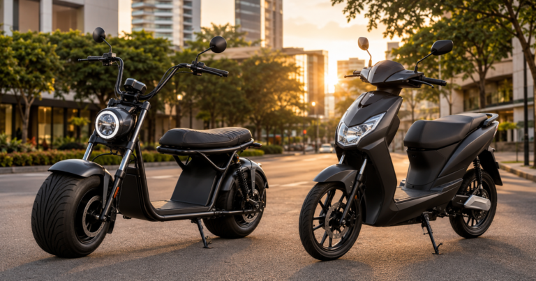 Comparação entre Citycoco elétrico e scooter autopropelida