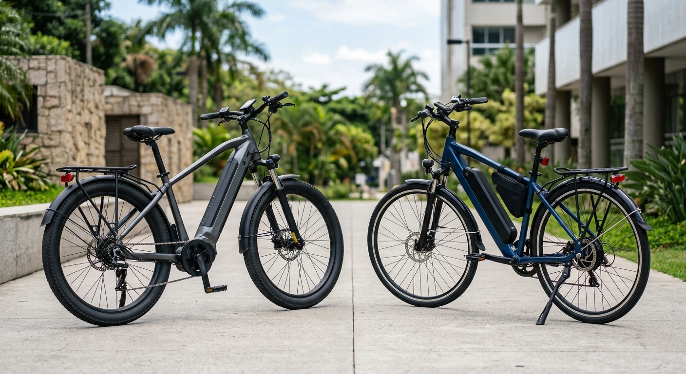 Bicicleta elétrica ilustrando Bicicleta Elétrica 500W vs 1000W