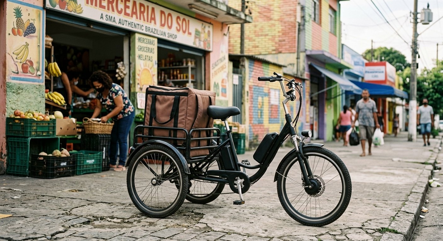 Triciclo elétrico ilustrando Triciclo Elétrico de Carga